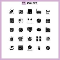 25 icônes créatives signes et symboles modernes des femmes lit lit saxophone lecteur éléments de conception vectoriels modifiables vecteur