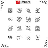 pack de 16 symboles universels de rondelle d'oignon ok love done motivation éléments de conception vectoriels modifiables vecteur