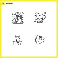 4 icônes créatives signes et symboles modernes de l'apprentissage en ligne étudiant jouer légumes avatar éléments de conception vectoriels modifiables vecteur