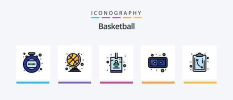 ligne de basket-ball remplie de 5 packs d'icônes comprenant. des sports. trophée. Jeu. gagnant. conception d'icônes créatives vecteur