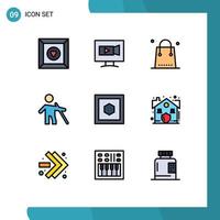 interface mobile fillline plat couleur ensemble de 9 pictogrammes de forme bâton noël personnes aveugles éléments de conception vectoriels modifiables vecteur