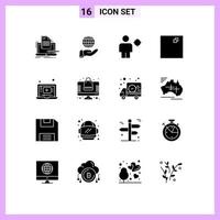 ensemble de 16 symboles d'icônes d'interface utilisateur modernes signes pour les services de visualisation vidéo emplacement en plein écran éléments de conception vectoriels modifiables vecteur