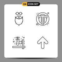 pack de 4 signes et symboles modernes de couleurs plates remplies pour les supports d'impression Web tels que les éléments de conception vectoriels modifiables de test à base de plantes de photo ours de moustache vecteur