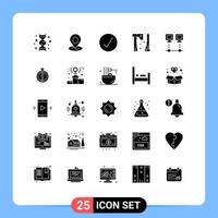interface mobile glyphe solide ensemble de 25 pictogrammes d'ordinateurs scie pâques construction multimédia éléments de conception vectoriels modifiables vecteur