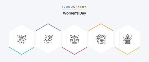 pack d'icônes de 25 lignes pour la journée des femmes, y compris un politicien. femmes. femmes. cadeau. journée vecteur