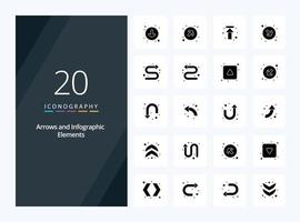 icône de glyphe solide à 20 flèches pour la présentation vecteur