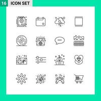 symboles d'icônes universels groupe de 16 contours modernes de célébration fixe date instagram automne éléments de conception vectoriels modifiables