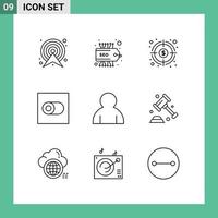 9 icônes créatives signes et symboles modernes de profil à bascule finance commutateur cible éléments de conception vectoriels modifiables vecteur
