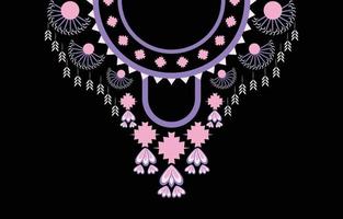 collier géométrique motif ethnique traditionnel. conception de broderie tribale pour les femmes de la mode. motif de décoration de chemise et de vêtements. illustration vectorielle sur fond noir. vecteur