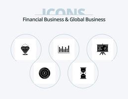 business financier et global business glyph icon pack 5 icon design. . en haut. sable. la ligne. pierre vecteur