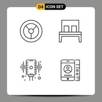 pack d'icônes vectorielles stock de 4 signes et symboles de ligne pour les éléments de conception vectoriels éditables de microphone de meubles audio de roue lmobile vecteur