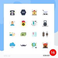 pack de couleur plate de 16 symboles universels de femme carte d'employé avatar commande pack modifiable d'éléments de conception de vecteur créatif