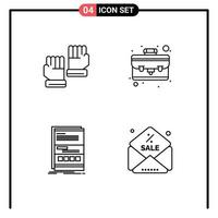 ensemble de 4 symboles d'icônes d'interface utilisateur modernes signes pour gant internet sport chose éléments de conception vectoriels modifiables réactifs vecteur