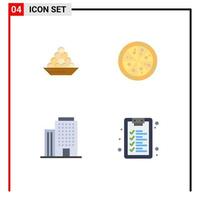 groupe de 4 icônes plates signes et symboles pour la construction de bol éléments de conception vectoriels modifiables maison de friandises indiennes vecteur