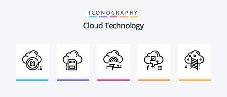 pack d'icônes ligne 5 de la technologie cloud, y compris la flèche. nuage. archive. Télécharger. Les données. conception d'icônes créatives vecteur