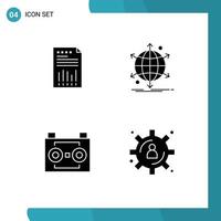 ensemble de 4 symboles d'icônes d'interface utilisateur modernes signes pour tableur net rapport financier web éléments de conception vectoriels modifiables vecteur