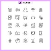 25 icônes créatives signes et symboles modernes de profil de vie mobile maison éléments de conception vectoriels modifiables chinois vecteur