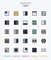 mise en page créative pack d'icônes remplies de 25 lignes telles que la vue. développer. tableau. maximiser. voir vecteur