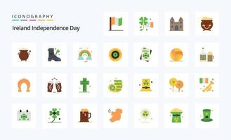 25 pack d'icônes couleur plat fête de l'indépendance de l'irlande vecteur