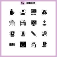 16 icônes créatives signes et symboles modernes de lit de bébé voyage éleveur distance boîte éléments de conception vectoriels modifiables vecteur