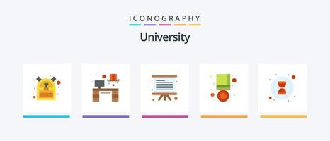 pack d'icônes plat 5 universitaires, y compris la biologie. Succès. tableau noir. médaille. atteindre. conception d'icônes créatives vecteur