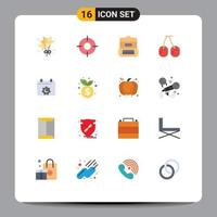 16 interface utilisateur pack de couleurs plates de signes et symboles modernes du sac de fête musulman calendrier fruits pack modifiable d'éléments de conception de vecteur créatif