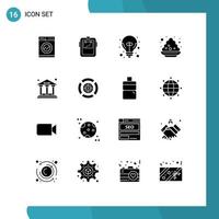 ensemble de 16 symboles d'icônes d'interface utilisateur modernes signes pour le festival de la finance grande idée inde couleur éléments de conception vectoriels modifiables vecteur