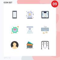 9 couleurs plates universelles définies pour les applications web et mobiles alerte productivité performance de l'huile efficacité éléments de conception vectoriels modifiables vecteur