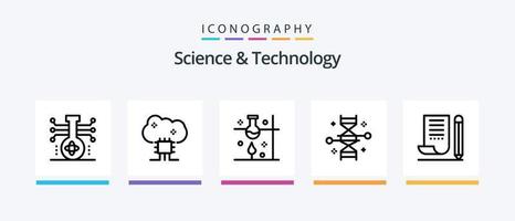 pack d'icônes de la ligne 5 de la science et de la technologie, y compris l'industrie chimique. acide. équipement de laboratoire. la science. électronique. conception d'icônes créatives vecteur