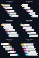 vecteur 6 infographie pack présentation modèle de diapositive 5 étapes cycle diagrammes et chronologies