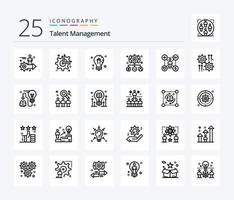 pack d'icônes de 25 lignes de gestion des talents, y compris l'utilisateur. tâche. Pause. lumière. idée vecteur