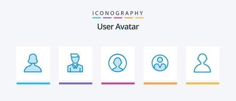 pack d'icônes utilisateur bleu 5, y compris l'avatar. profil. la personne. personnalisation. profil. conception d'icônes créatives vecteur