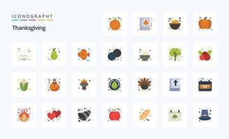 25 pack d'icônes de couleur plate de thanksgiving vecteur
