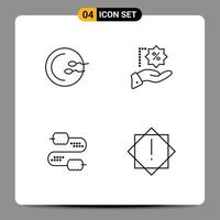 ensemble de 4 symboles d'icônes d'interface utilisateur modernes signes pour les condensateurs de vente de médecine de fil de processus éléments de conception vectoriels modifiables vecteur