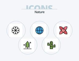 pack d'icônes rempli de ligne de nature 5 conception d'icônes. . la météo. jardin. flocon de neige. l'eau vecteur