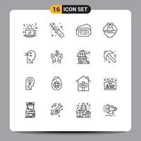 symboles d'icônes universels groupe de 16 contours modernes d'éléments de conception vectoriels modifiables de station de chariot de tube de bébé mental chang vecteur