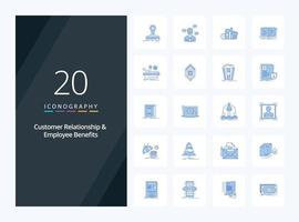 20 icône de couleur bleue de la relation client et des avantages sociaux pour la présentation vecteur
