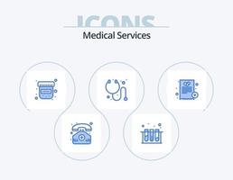 pack d'icônes bleues de services médicaux 5 conception d'icônes. Médicament. hôpital. bouteille. docteur. médical vecteur