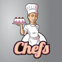 logo de la mascotte du chef vecteur