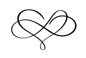 coeur de calligraphie de vecteur et signe pour toujours. love infinity valentine day symbole romantique logo lié, rejoindre, passion et icône de mariage. modèle de carte, affiche. illustration d'élément plat de conception