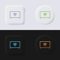 jeu d'icônes de bouton smart tv, conception d'interface utilisateur souple de bouton de neumorphisme multicolore pour la conception Web, interface utilisateur d'application et plus encore, bouton, vecteur. vecteur