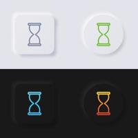 jeu d'icônes de bouton de symbole de sablier, conception d'interface utilisateur souple de bouton de neumorphisme multicolore pour la conception Web, interface utilisateur d'application et plus encore, bouton, vecteur. vecteur