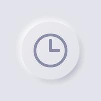 icône d'horloge analogique, conception d'interface utilisateur souple de neumorphisme blanc pour la conception Web, interface utilisateur d'application et plus encore, bouton, image vectorielle. vecteur
