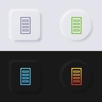 jeu d'icônes de serveur, bouton de neumorphisme multicolore conception d'interface utilisateur souple pour la conception Web, interface utilisateur d'application et plus encore, jeu d'icônes, bouton, image vectorielle. vecteur