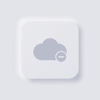 icône de nuage avec symbole moins, conception d'interface utilisateur douce de neumorphisme blanc pour la conception Web, interface utilisateur d'application et plus encore, bouton, vecteur. vecteur