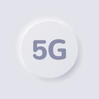 Icône de connexion Internet 5g, conception d'interface utilisateur douce de neumorphisme blanc pour la conception Web, interface utilisateur d'application et plus encore, bouton, vecteur. vecteur