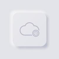 icône de nuage avec symbole d'horloge, conception d'interface utilisateur douce de neumorphisme blanc pour la conception Web, interface utilisateur d'application et plus encore, bouton, vecteur. vecteur