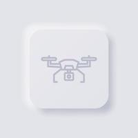 icône de drone, conception d'interface utilisateur douce de neumorphisme blanc pour la conception Web, interface utilisateur d'application et plus encore, bouton, vecteur. vecteur