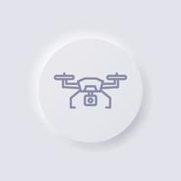 icône de drone, conception d'interface utilisateur douce de neumorphisme blanc pour la conception Web, interface utilisateur d'application et plus encore, bouton, vecteur. vecteur