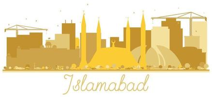 islamabad pakistan city skyline silhouette dorée isolée sur blanc. vecteur